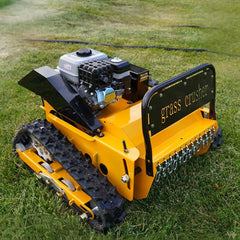 Remote Control Lawn Mower 225cc Gasoline Engine 520mm Cutting Width Adjustable Height Self-Charging Wide Tracks Maneuverable on Slopes