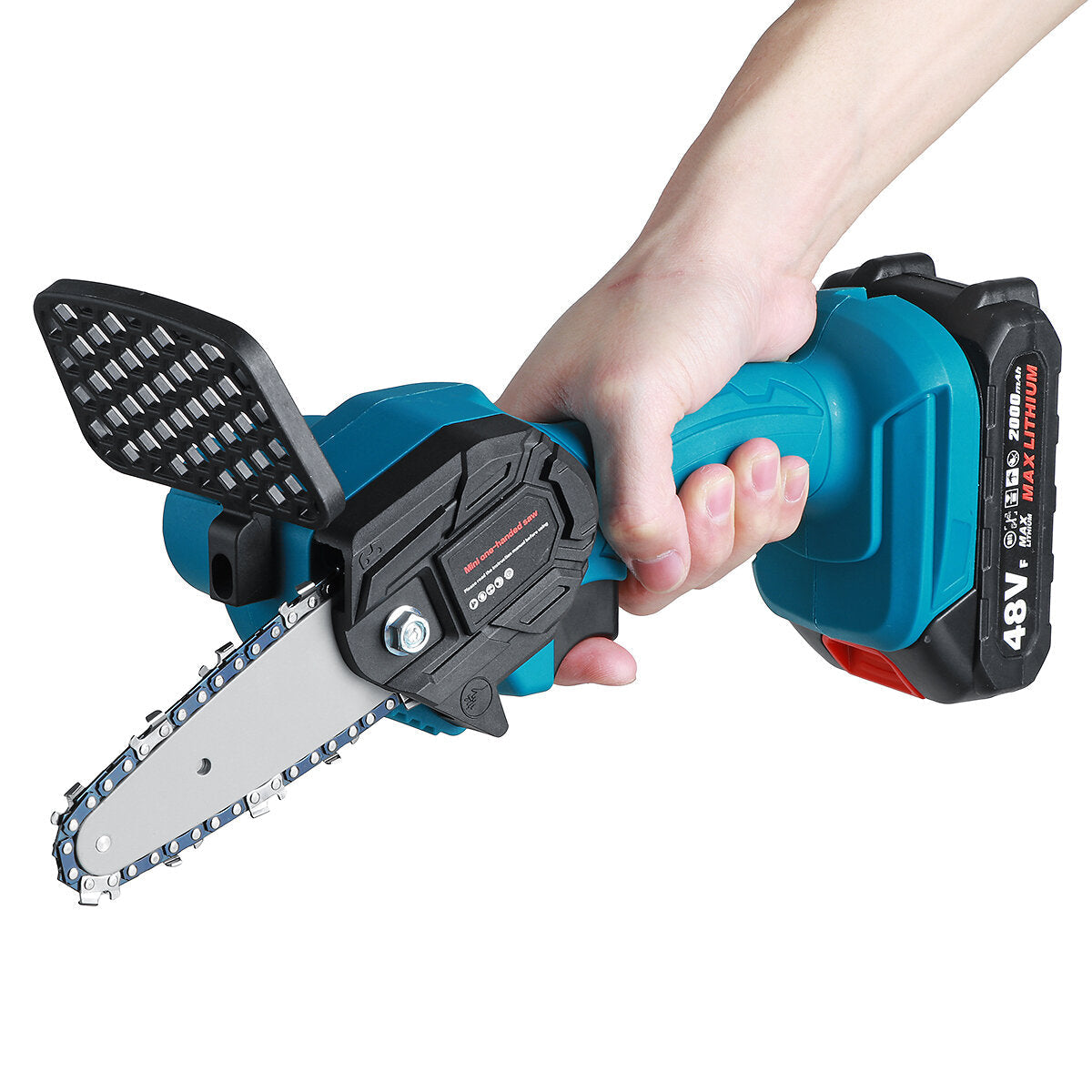 21V 4" Cordless Electric Chain Saw Rechargeable Woodworking Cutting Saw