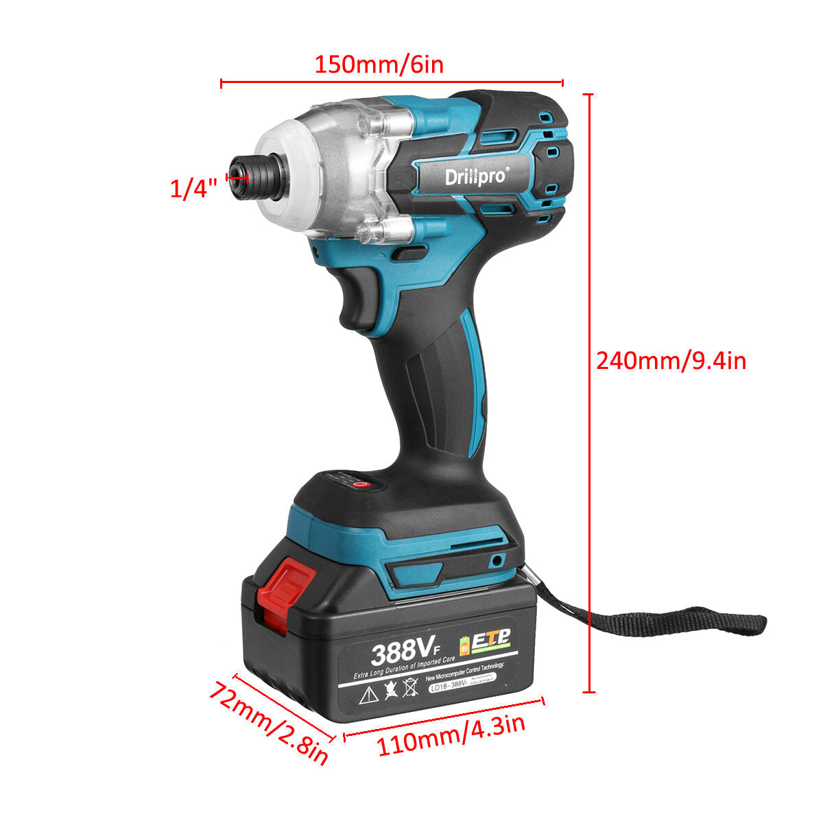 520N.M Brushless Cordless Electric Impact Wrench Rechargeable 1/2" Wrench Power Tools