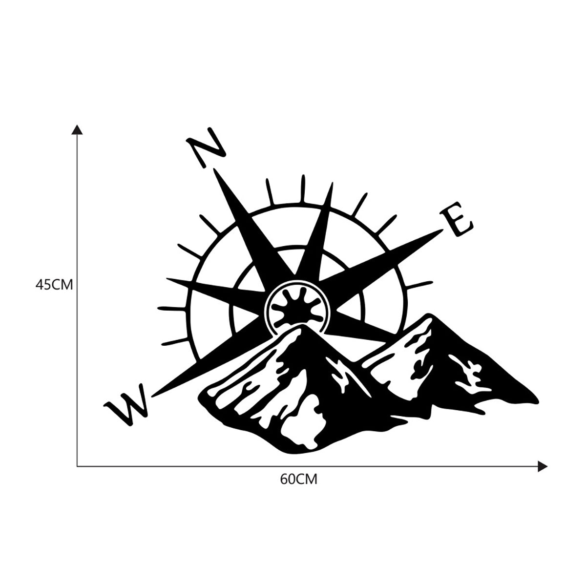 Car Sticker Decal Compass & Mountain 60x45cm For Camper Van Motorhome Car