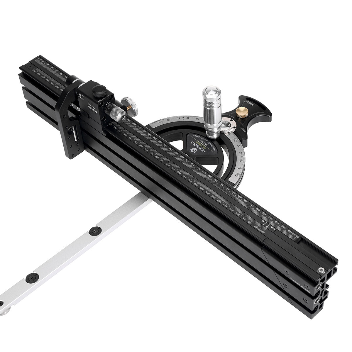 Aluminum Miter Gauge with Adjustable 0-70° Angle, 0-850mm Length, High Precision, Quick Positioning, and Scale Magnifier