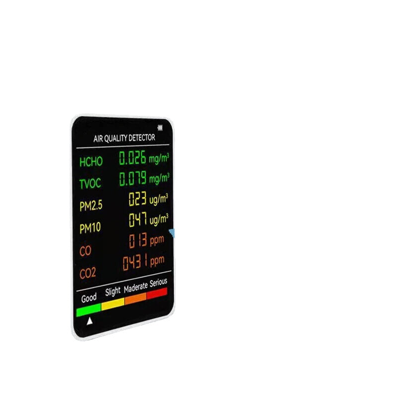 6 In 1 PM2.5 PM10 HCHO TVOC CO CO2 Monitor Multifunctional Air Quality Tester for Home Office Hotel