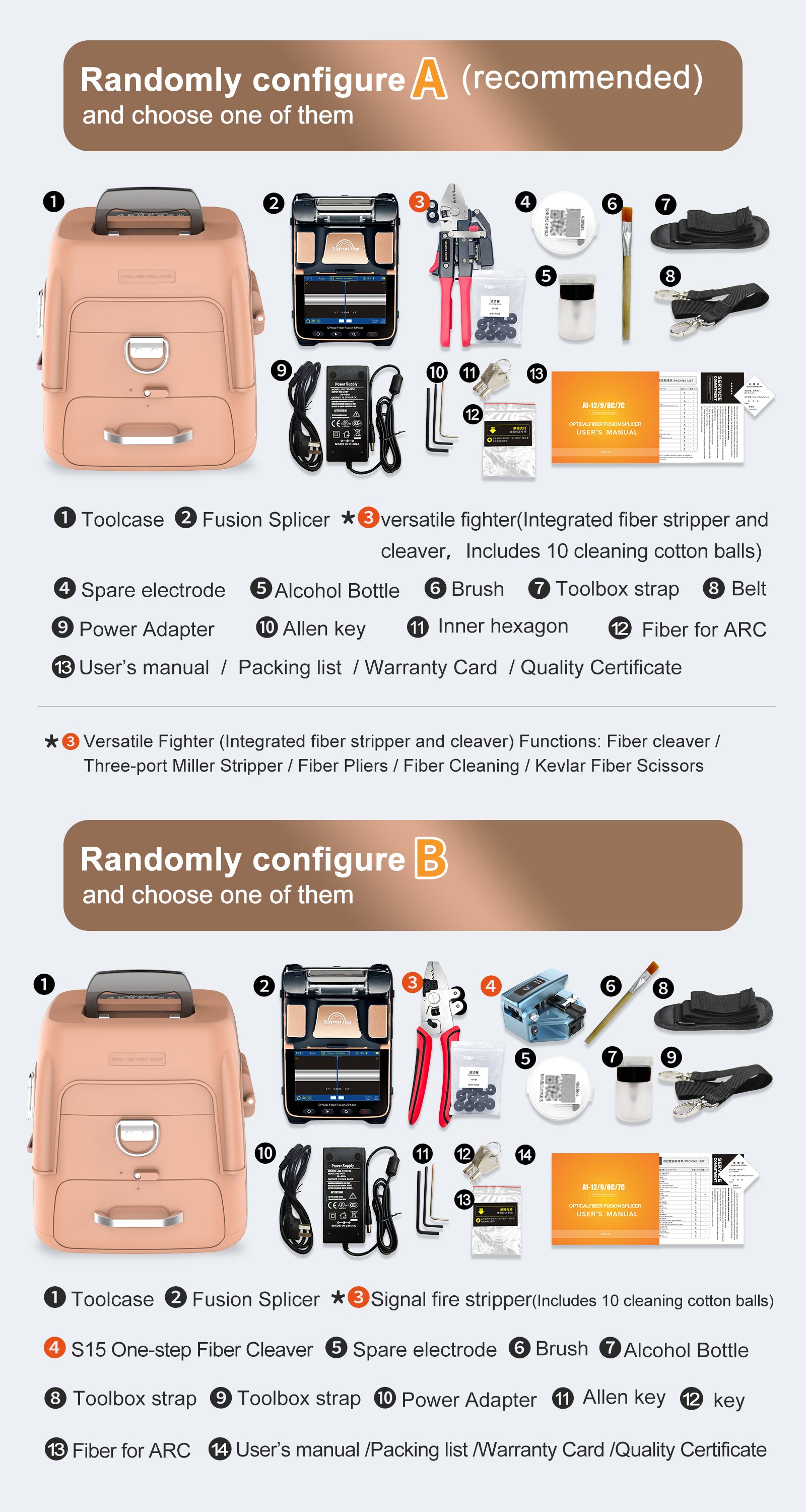 Optical Fiber Fusion Splicer 6 Motors Core Cladding Alignment 5 Inch Touchscreen 7800mAh Battery Bluetooth 4.2 Optical Power Meter VFL