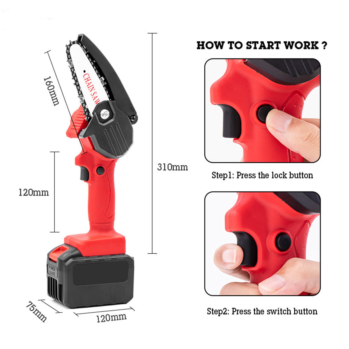 Portable Electric Saw Woodworking Chain Saw Tree Pruning Tool for 18V Makita/Izumi Battery