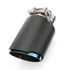 Universal 63mm Blue Steel End Carbon Fiber Exhaust Muffler Tip Pipe