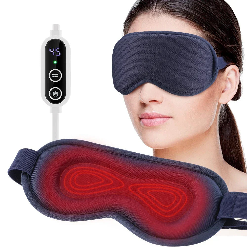 3D Eye Massage Mask with Hot Compress & Vibration - Relieve Fatigue, Dark Circles, Portable for Travel & Office