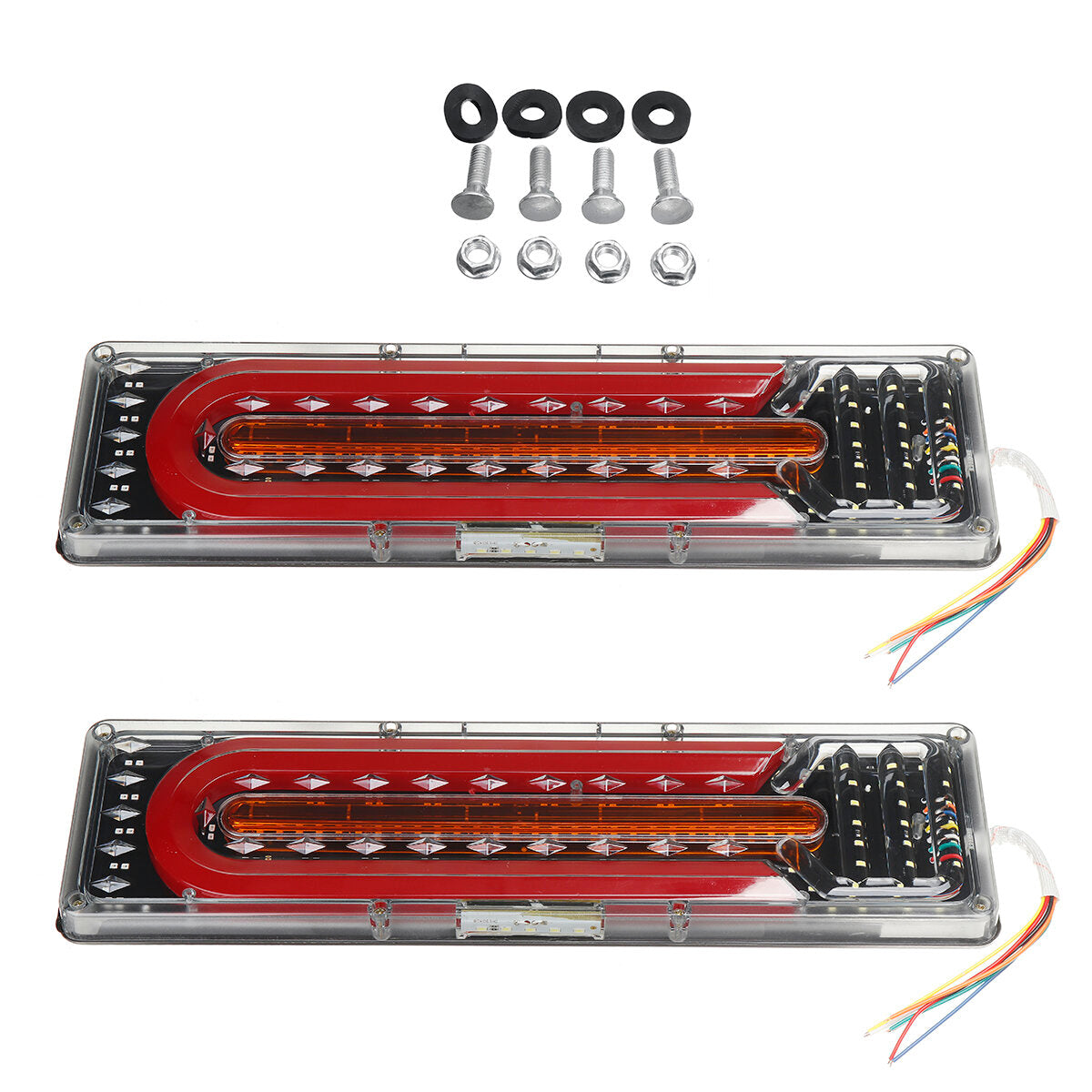2pcs 24V LED Flow Steering Rear Tail Light Turn Signal Brake Reverse Lamp Traffic FogLamp For Trailer Truck Caravans UTE Campers ATV