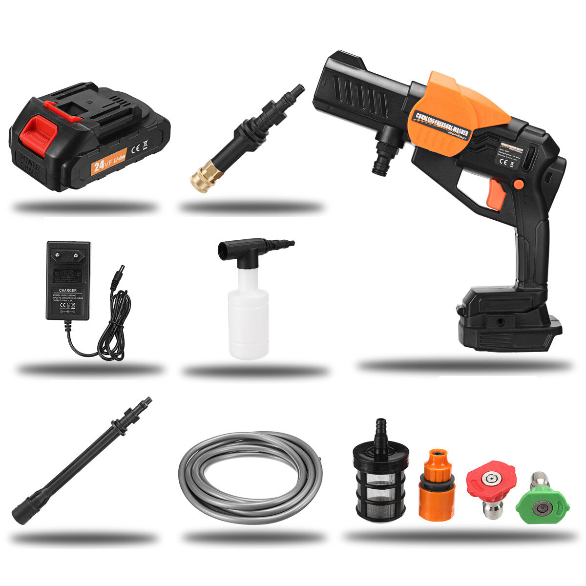 24V 300W Cordless High Pressure Washer 1000mAh Car Washing Machine Spray Guns Water Cleaner W/ Battery For Makita