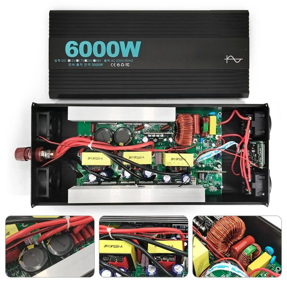 GreenZech DM Pure Sine Wave Inverter | 4000W 5000W 6000W Peak | 12V 17V 24V 48V to 220V AC Converter