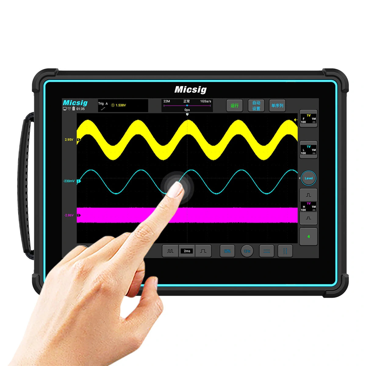 Tablet Oscilloscope 200MHz Bandwidth 1GSa/s Sampling Rate 10.1 Inch Touchscreen High-Resolution Professional Diagnostic Tool