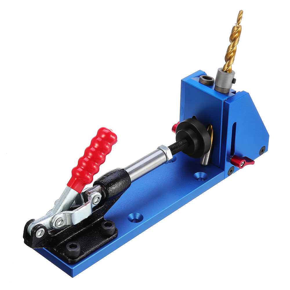 Aluminum Alloy Pocket Hole Jig System Woodworking Drill Guide with Toggle Clamp 9.5mm Step Drill Bits