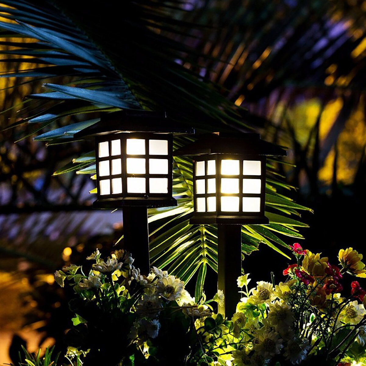 2 Pack Solar LEDLawnLights Pathway Lights Set Outdoor Yard Garden Walkway Landscape Lamp