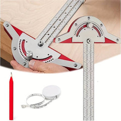 Woodworking Edge Ruler & Protractor - Dual Function, Ambidextrous, Twistable, 10/15/20 Inch Options for Accurate Measurements