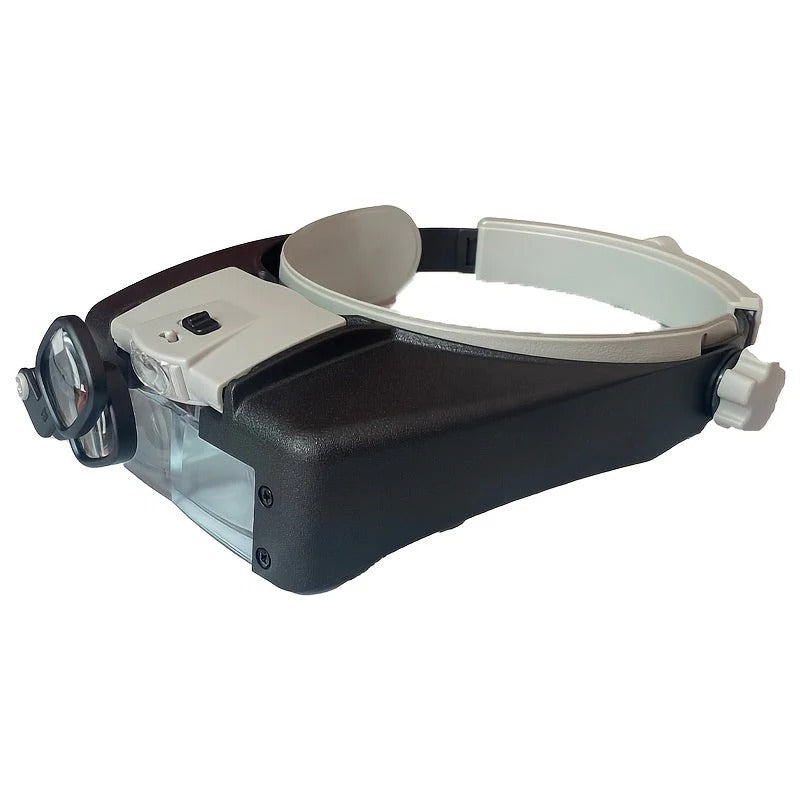 Head-mounted Magnifier With LED Light Interchangeable Mounts And Headband