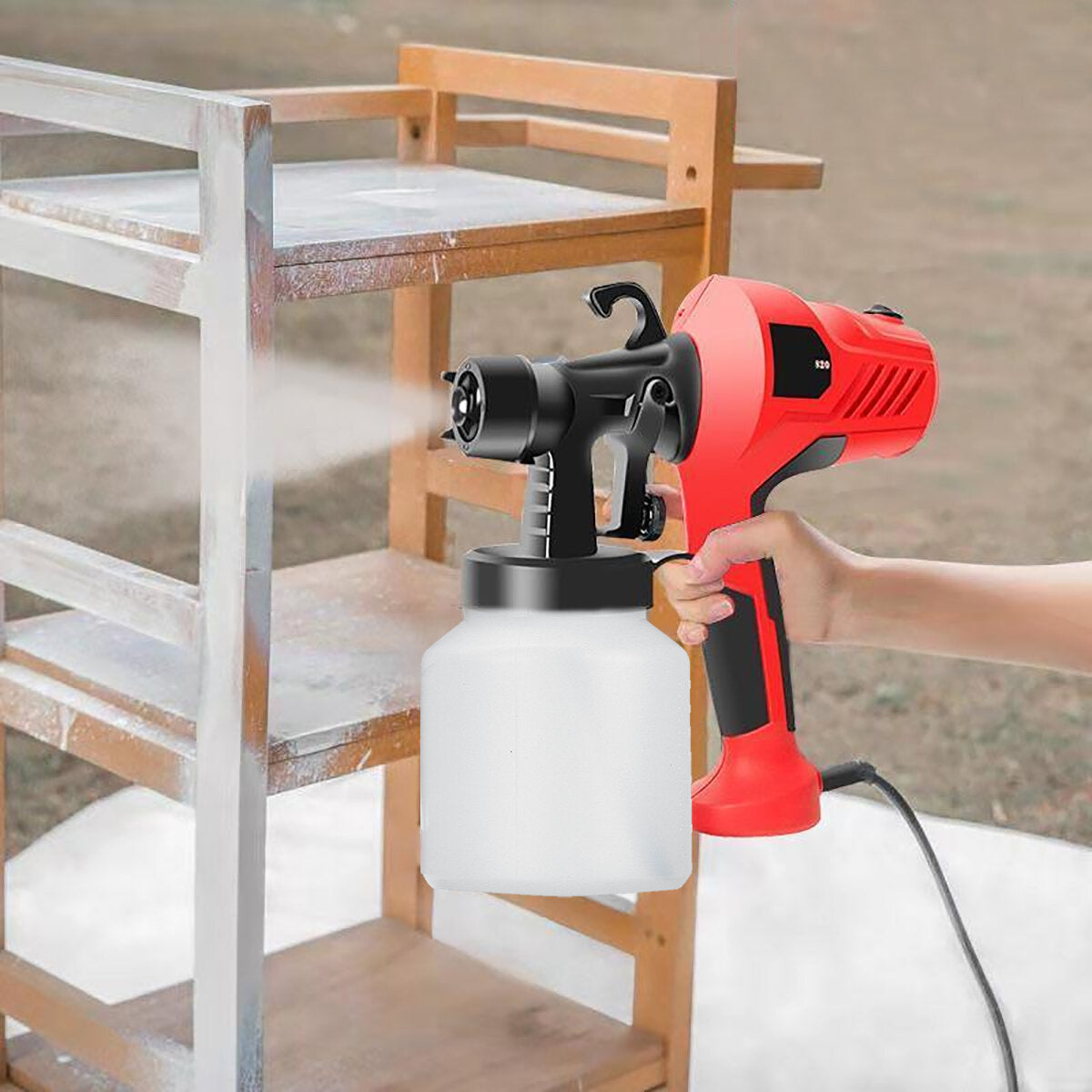 800W Electric Paint Spray Guns Airless Handheld Sprayer Machine Kit Air W/ 4 Nozzles