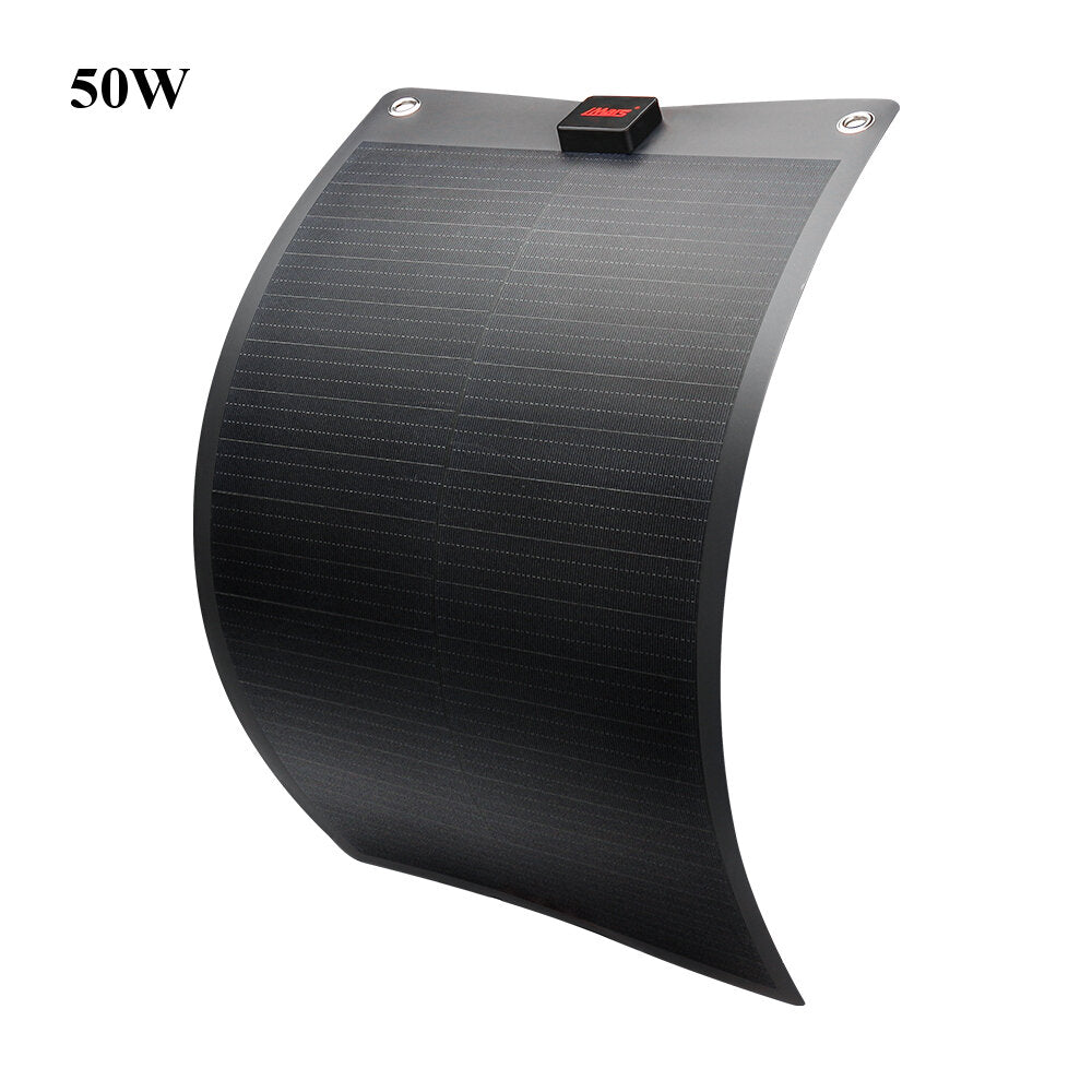 25W / 50W 19V Solar Panel Flexible PET Monocrystalline Cell Battery Charger DC & USB Output for Camping RV Yacht Car Truck