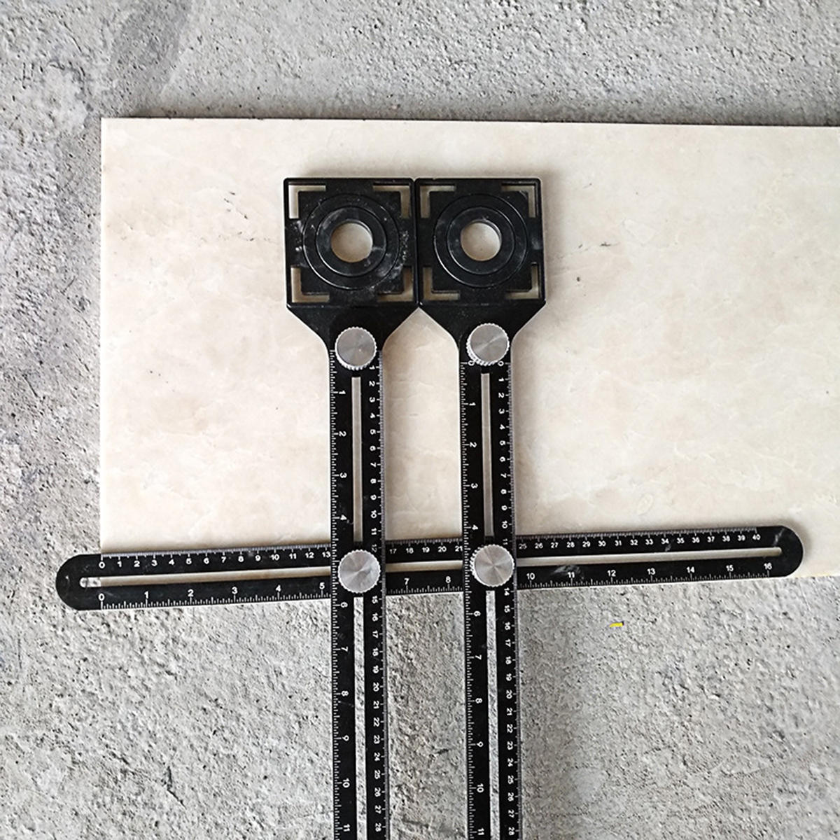 Double Head Folding Ruler Drill Guide Locator Ceramic Tile Hole Locator Pocket Hole Jig Punching Tool