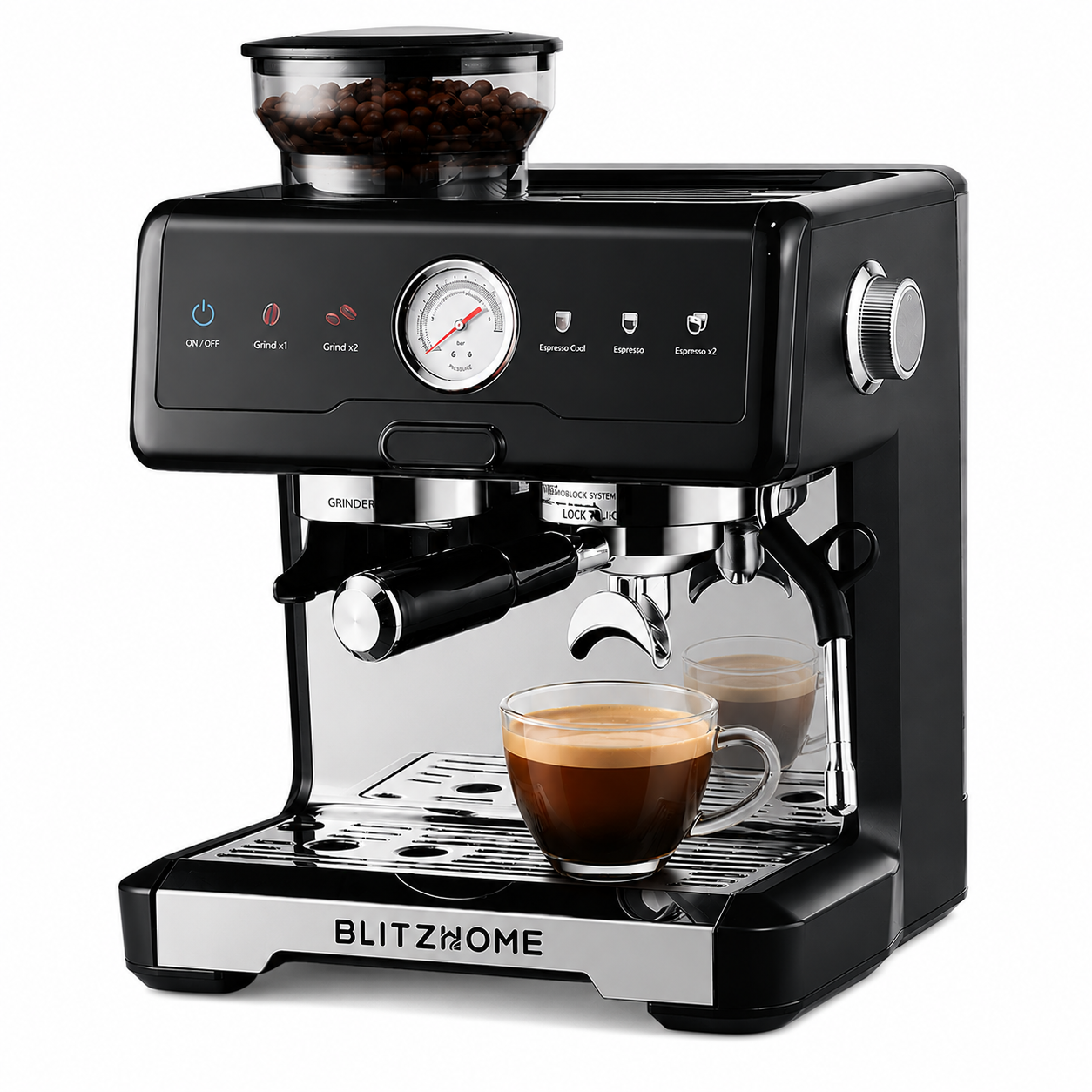 20-Bar 2200W Espresso Machine, Conical Burr Grinder, Dual Boiler & Pump, PID/NTC, Hot & Cold Brew, 58mm Portafilter & Steam Wand