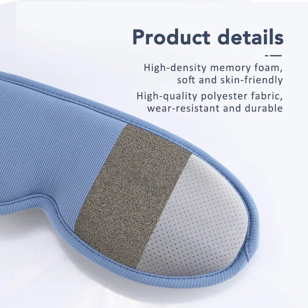 Heated 3D Sleep Eye Mask with Vibration, Hot Compress, Adjustable Temperature, Reduces Dark Circles & Puffiness - Blue