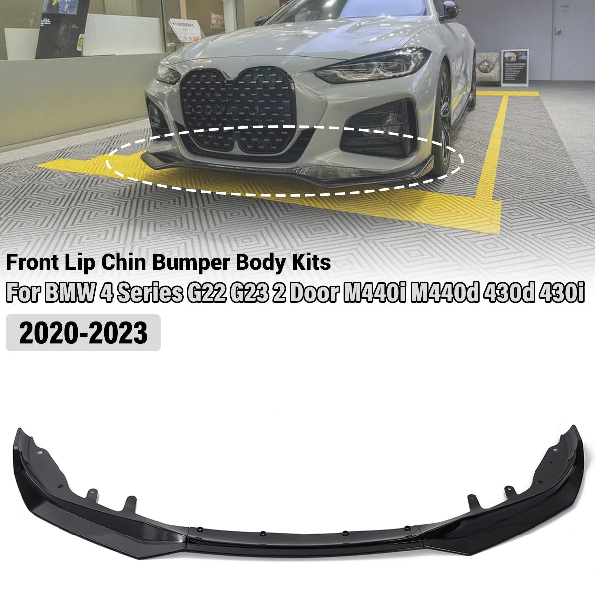 Front Bumper Splitter Lip Car Diffuser Spoiler Bumper Deflector For BMW 4 Series G22 G23 2 Door M440i M440d 430d 430i 2020-2023