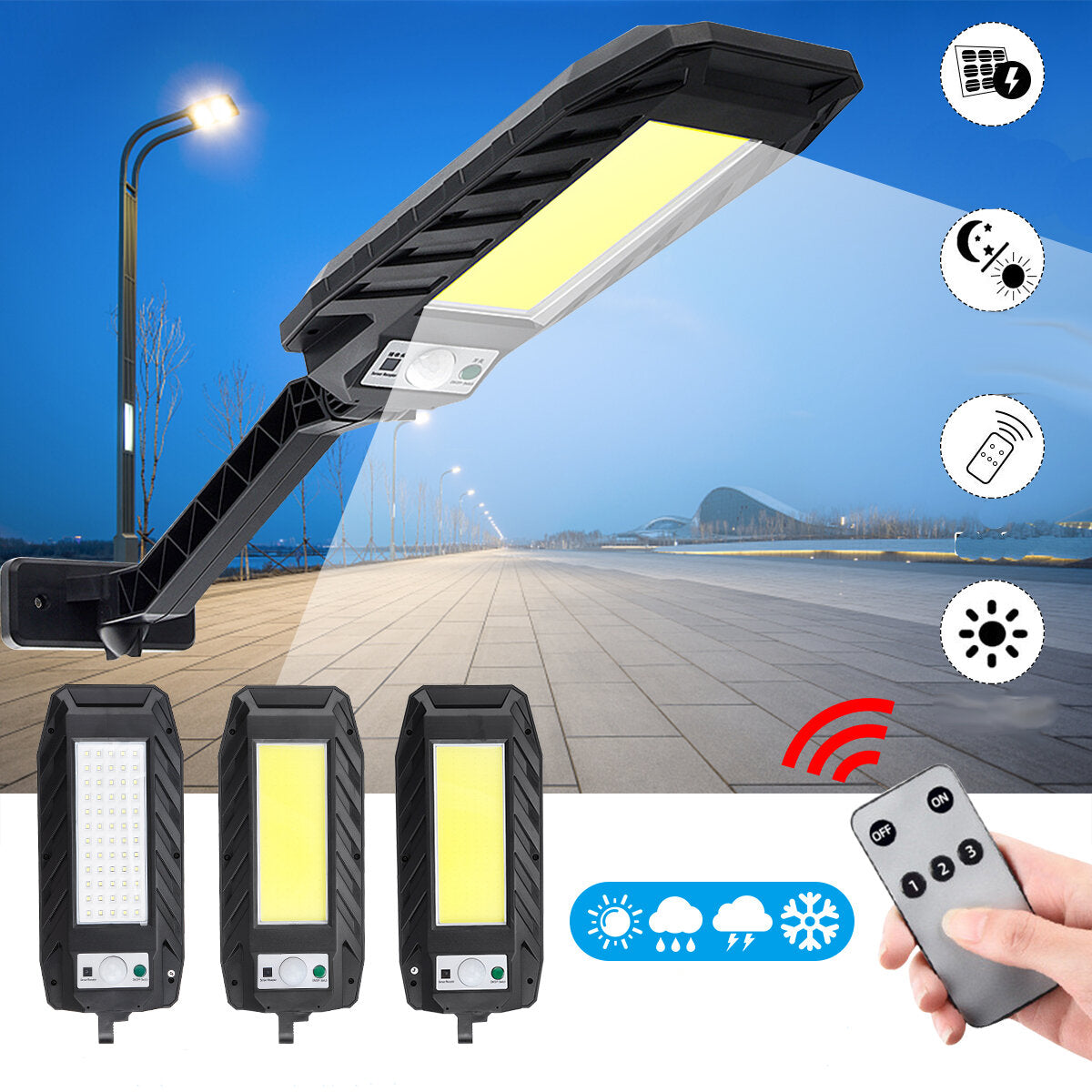 60LED/120COB/180COB Solar Motion Sensor Wall Light Lamp with Remote Control Waterproof Wall Lamp for Garden Courtyard Outdoor