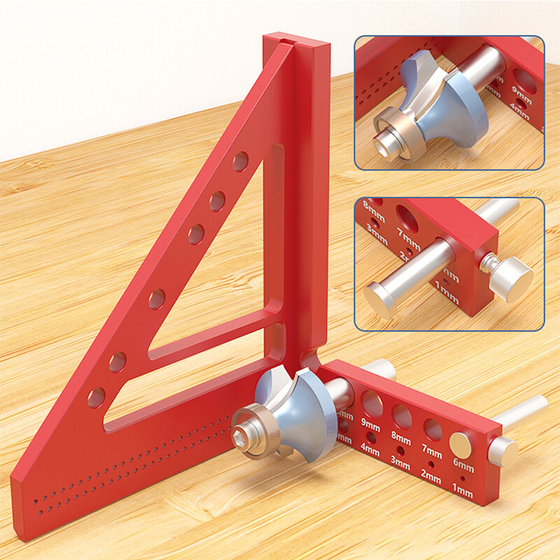5-Inch Red Woodworking Scribing Rule - 3-in-1 Compact Tool, Lightweight, Metric/Imperial, Ideal for Woodworking Enthusiasts