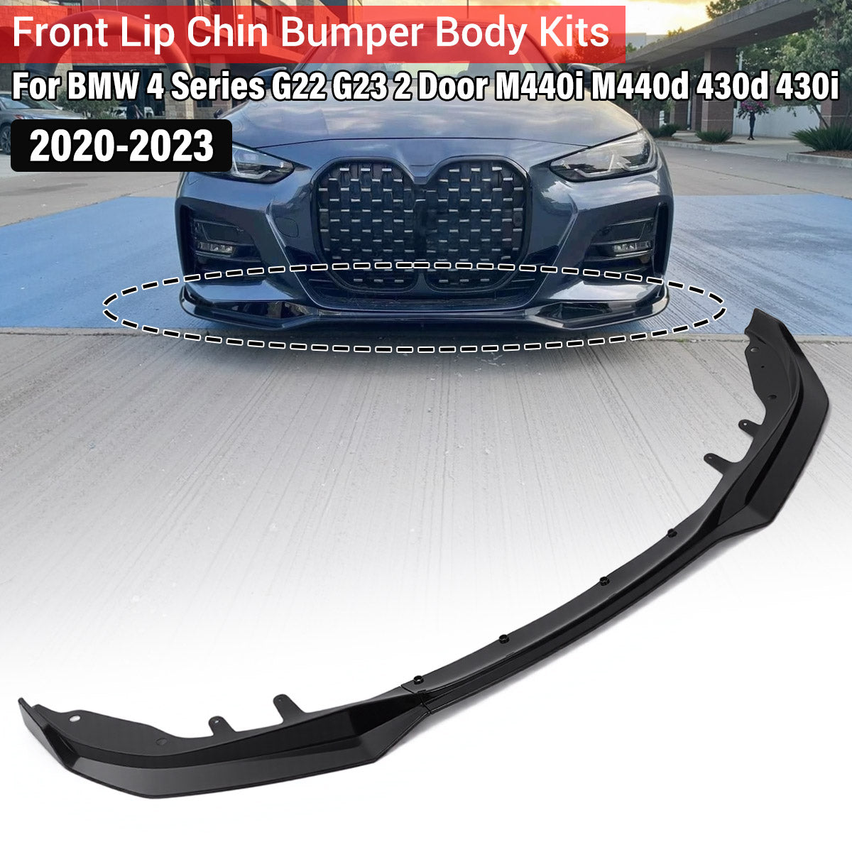 Front Bumper Splitter Lip Car Diffuser Spoiler Bumper Deflector For BMW 4 Series G22 G23 2 Door M440i M440d 430d 430i 2020-2023
