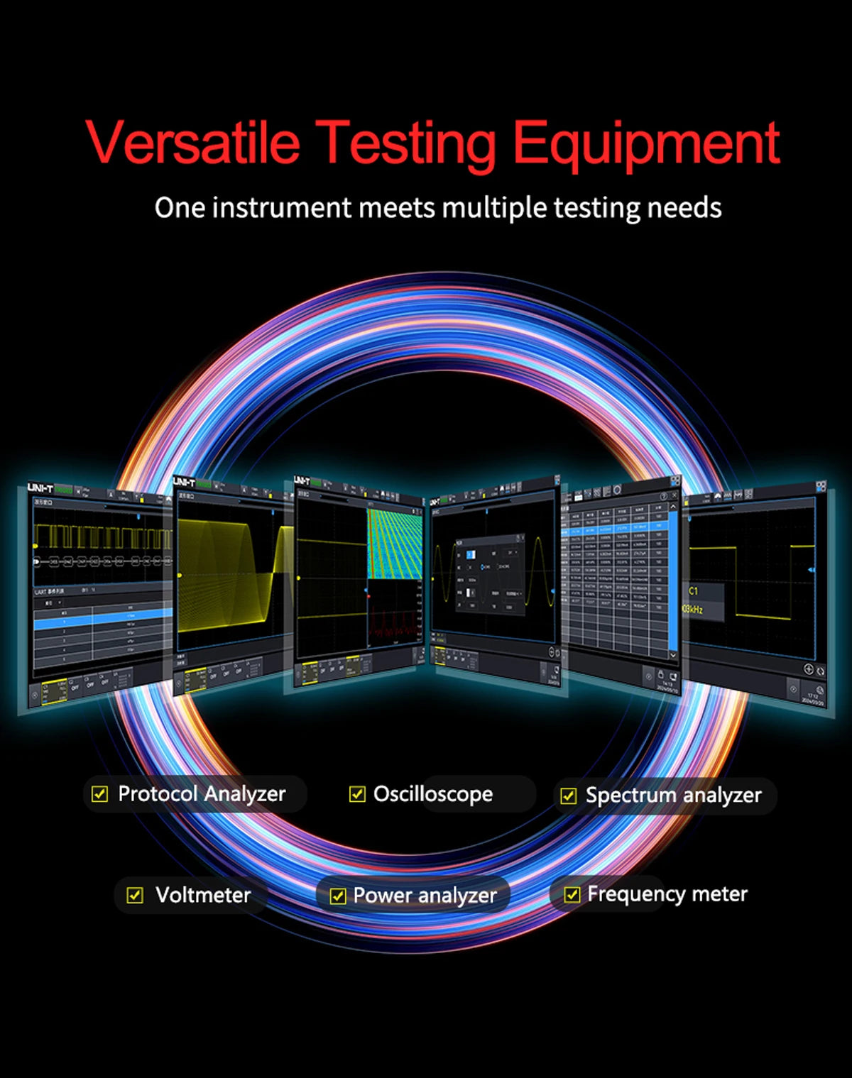 Oscilloscope 2/4 Channels 150MHz Bandwidth 12-bit ADC 1.25GSa/s Sampling Rate Large Storage Depth High-Definition Touch Screen