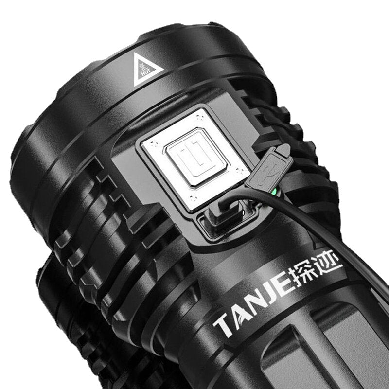 Super Bright Type-C Rechargeable ABS Housing Flashlight with 18650 Battery COB Side Light 500m Long Range Powerful LED Torch Camping Lantern