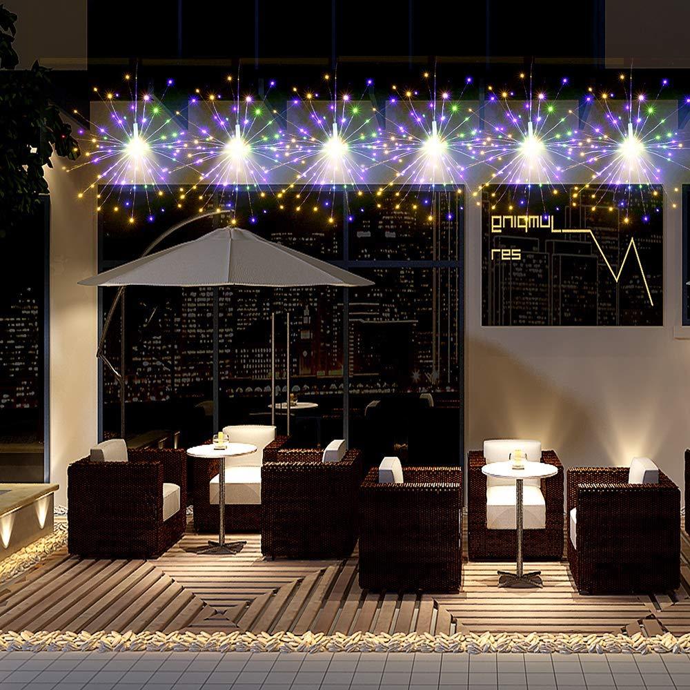 Battery Operated 198LED Dandelion Hanging String Light Silver Wire 8 Mode Dimmable Christmas Decor