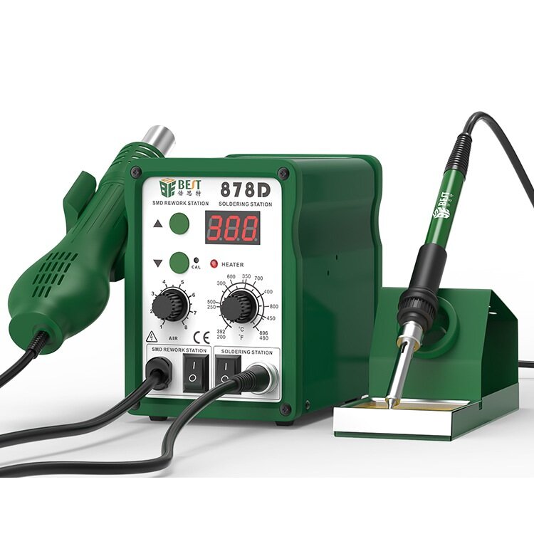 2 in 1 110V/220V Digital Display Lead-free Hot Air Gun Soldering Rework Station with 3 Nozzles