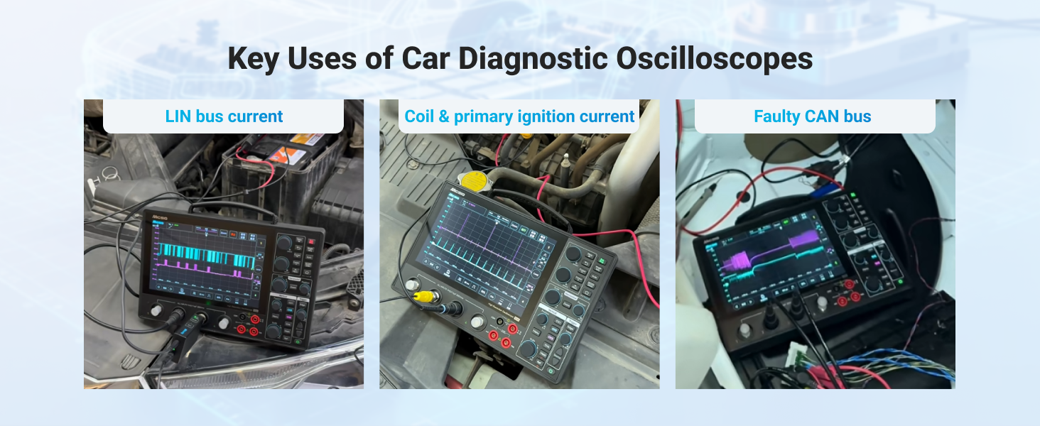 NEW Micsig AHO14-200 Automotive Oscilloscope 12bit 200MHz Bandwidth 1GSa/s Sampling Rate 4 Channels 110Mpts Memory 8 Inch Touch Screen