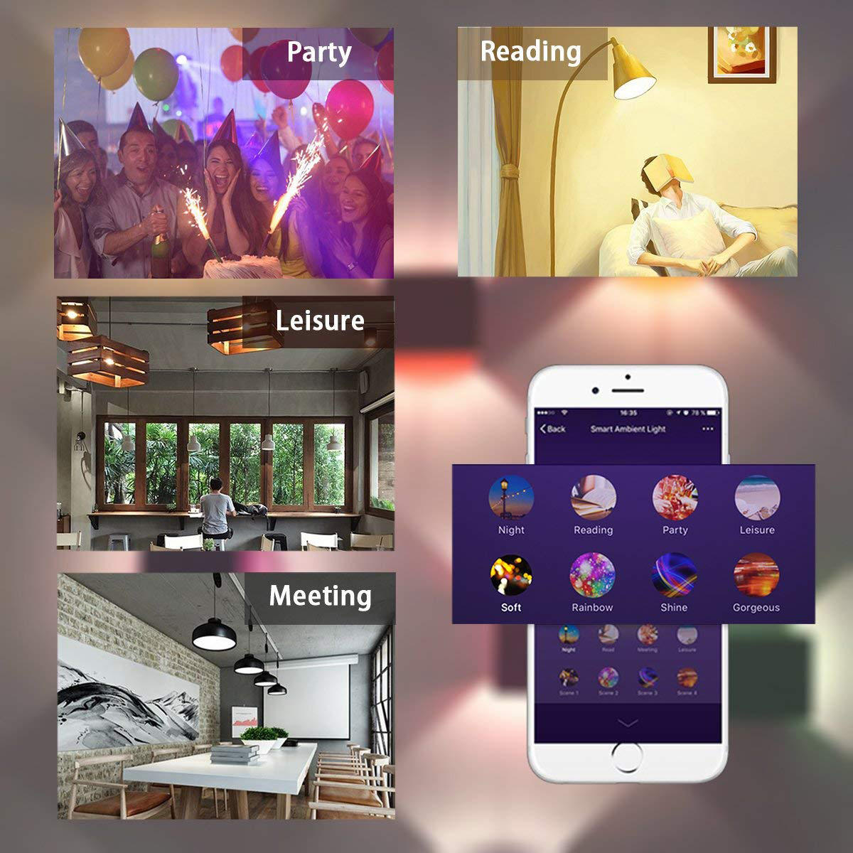 E27 10W RGBWW WIFI APP Voice Control Smart LED Light Bulb Work with Amazon Alexa AC110-255V