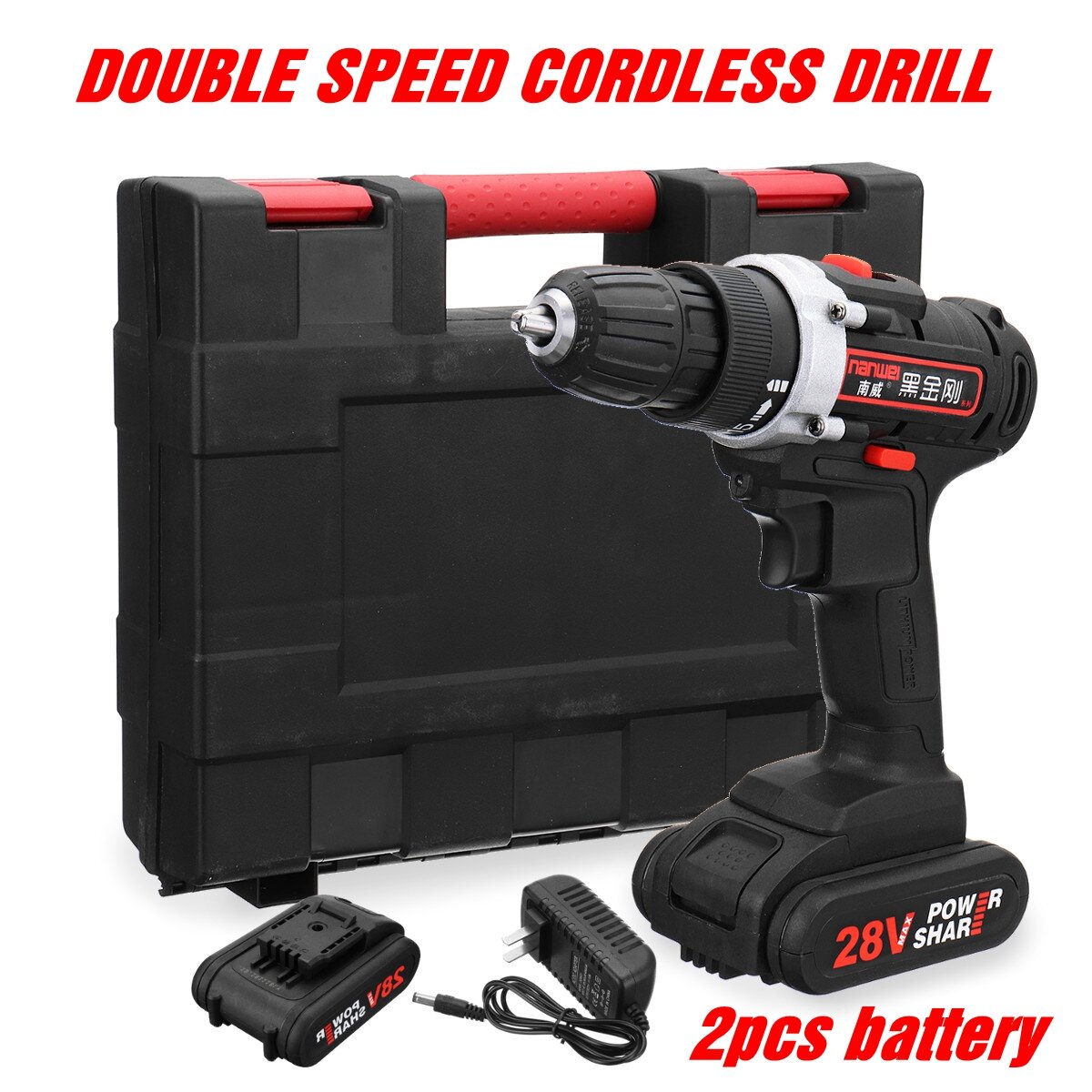 28V Cordless Power Drills Double Speed Electric Drill