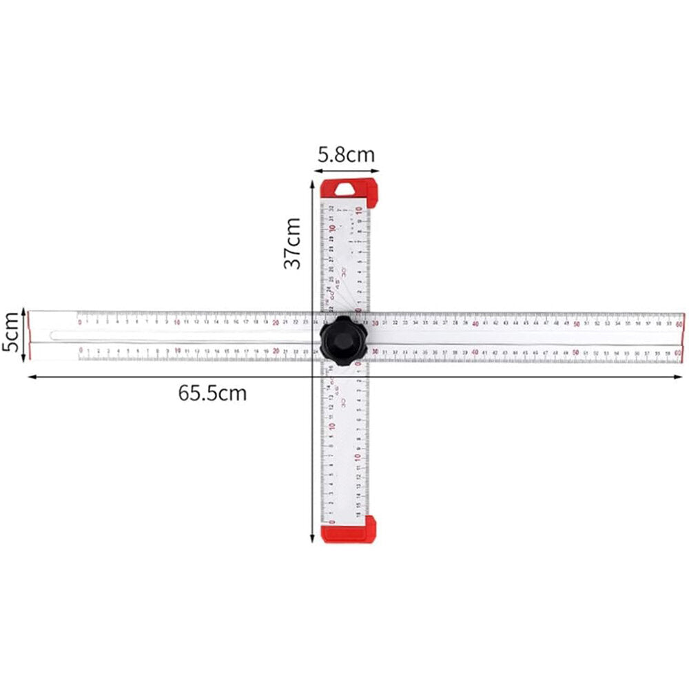 High Precision Aluminum Alloy Angle Ruler for Woodworking - Adjustable Drilling & Marking Gauge, Easy Assembly, Red/Silver