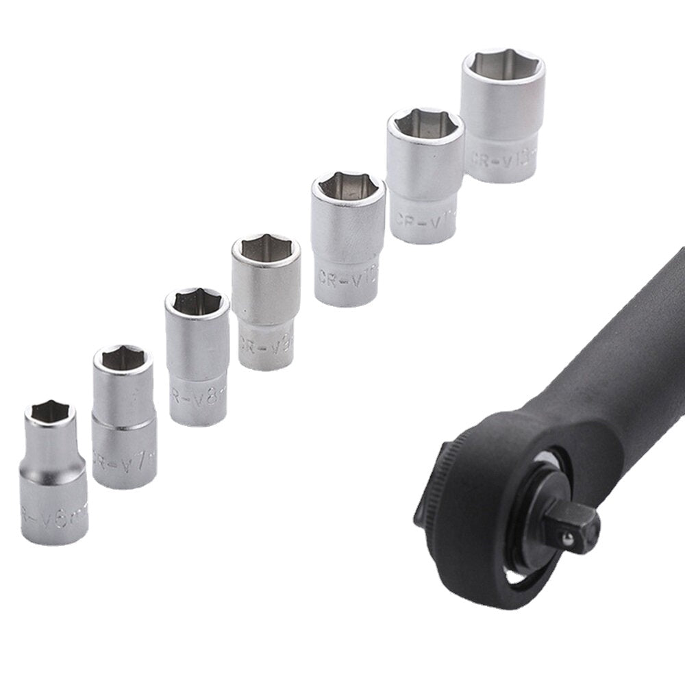 8 PCS Quick Ratchet Socket Wrench Strong Set Hexagon Sleeve Universal Wrench Assemble