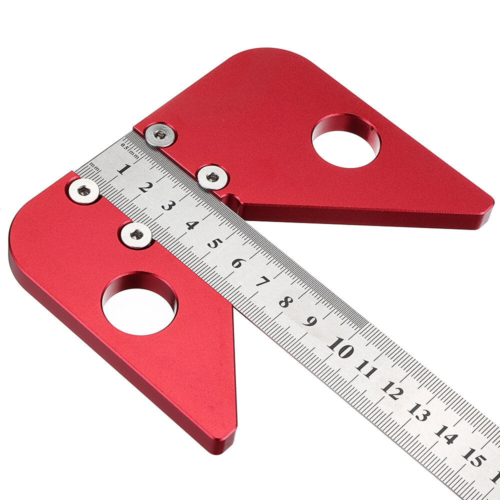 Woodworking Center Scriber Ruler - 45° Angle Measuring Tool, Aluminum Alloy & Stainless Steel, 30cm Length