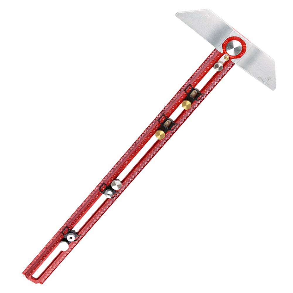 Hooked On Wood MT-2465 PRO Woodworking Scriber T Square Ruler - Aluminum Alloy, 650mm, Metric & Imperial