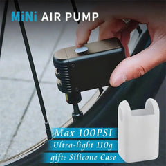 100PSI Mini Electric Bike Pump - Auto Inflator for Bicycle/Motorcycle/Ball, 110g Cordless, Overheat Protection