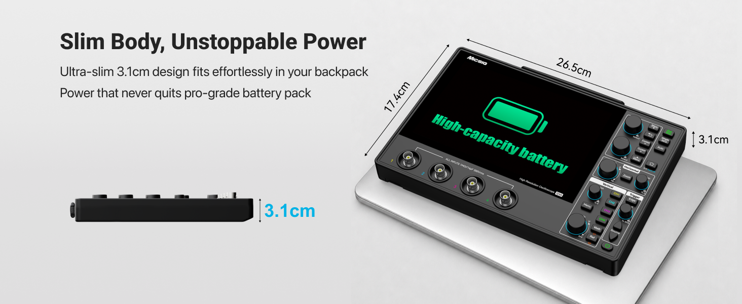 Automotive Digital Oscilloscope, 100MHz, 4 Channels, 1GSa/s, 12-Bit Resolution, 110Mpts Memory & 8-Inch Touchscreen