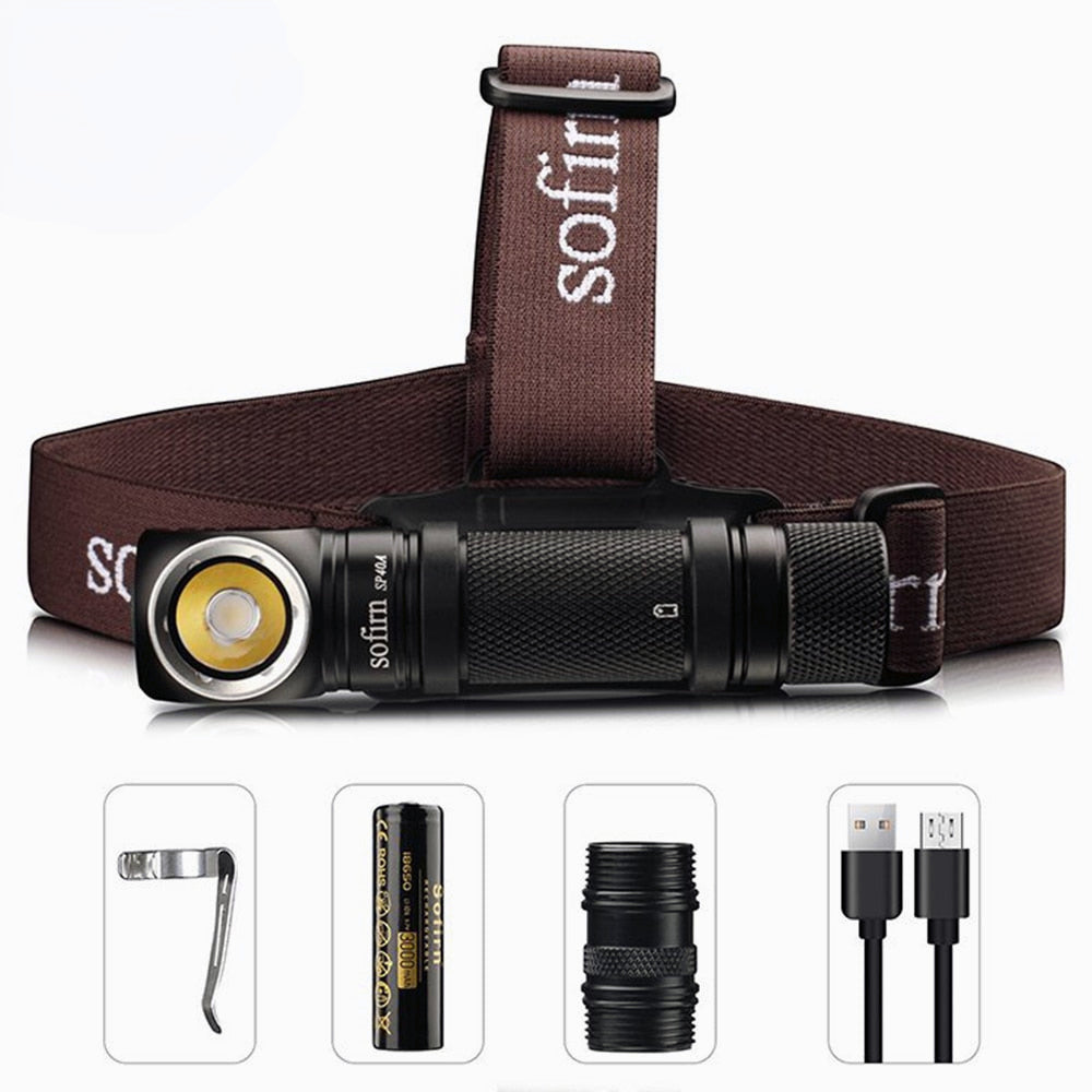 TIR Optics USB Rechargeable LED Headlamp LH351D 1200lm 18650 Headlight 18350 Angle Flashlight with Magnet Tail