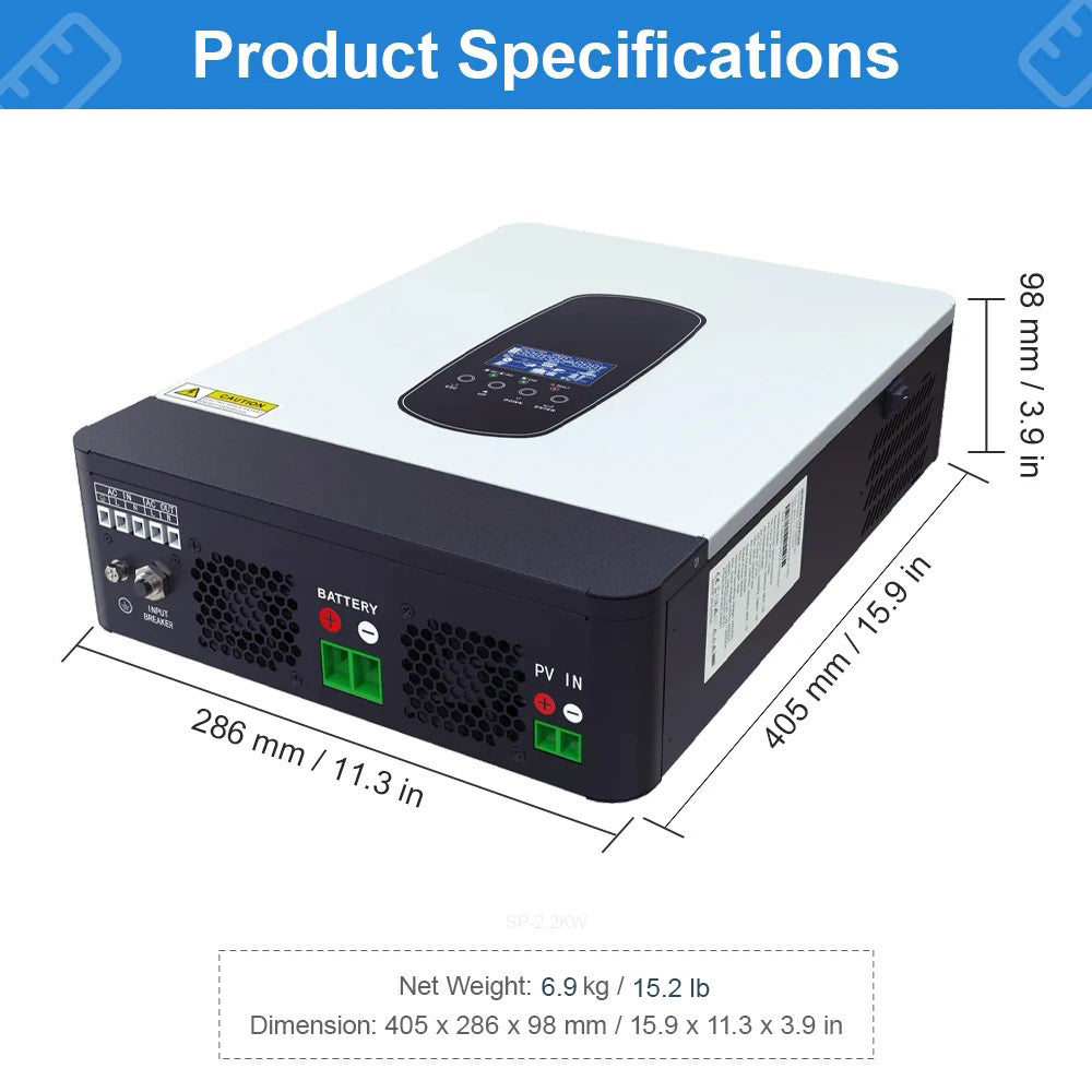 3.8KW Blended Solar Inverter 24V/48V Built-in Pure Sine Wave 110A MPPT Solar Charger Power Home Inverter