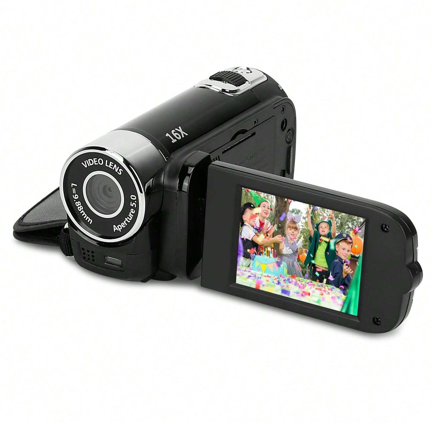1080P Digital Video Camera with 16X Zoom, 2.7" LCD, Portable Design, Voice Recording, Supports 32GB SD Card