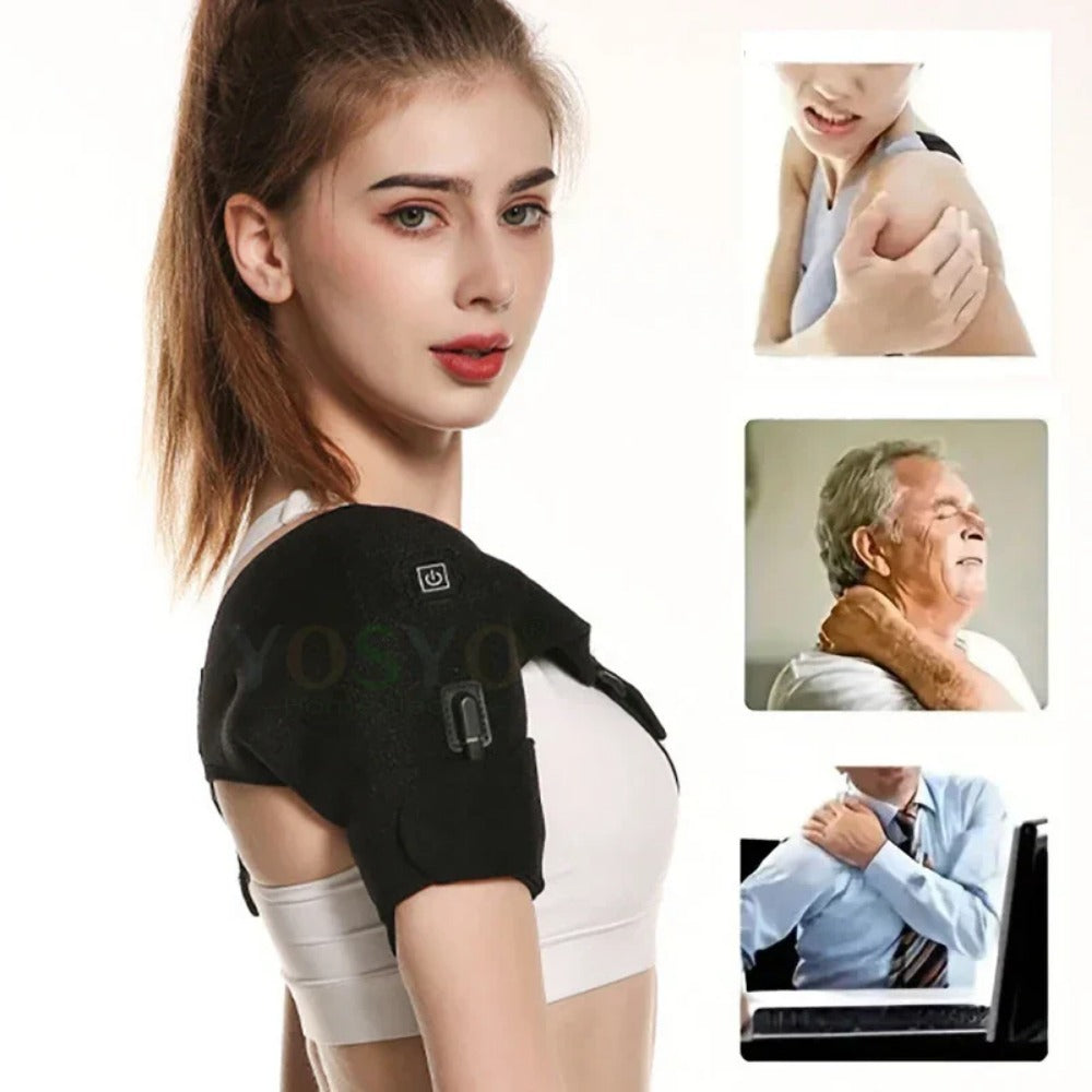 Heated Shoulder Protection - USB Powered, Adjustable Temperature, Black, for Left & Right Shoulders