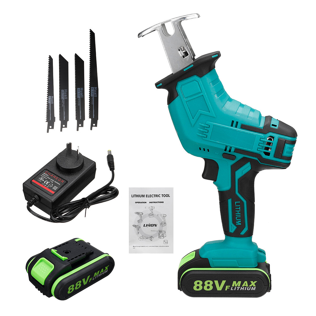 220V Rechargeable Cordless Reciprocating Saw Handheld Wood With Metal Cutting Kit