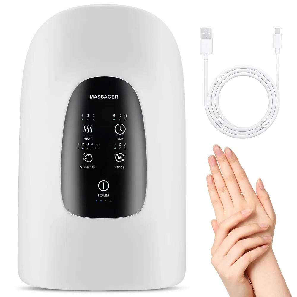 Air Compression Palm Acupoint Massager - 3 Modes, 5 Intensities, Hot Compress, Touch Screen, Hand Spa Relaxation Device
