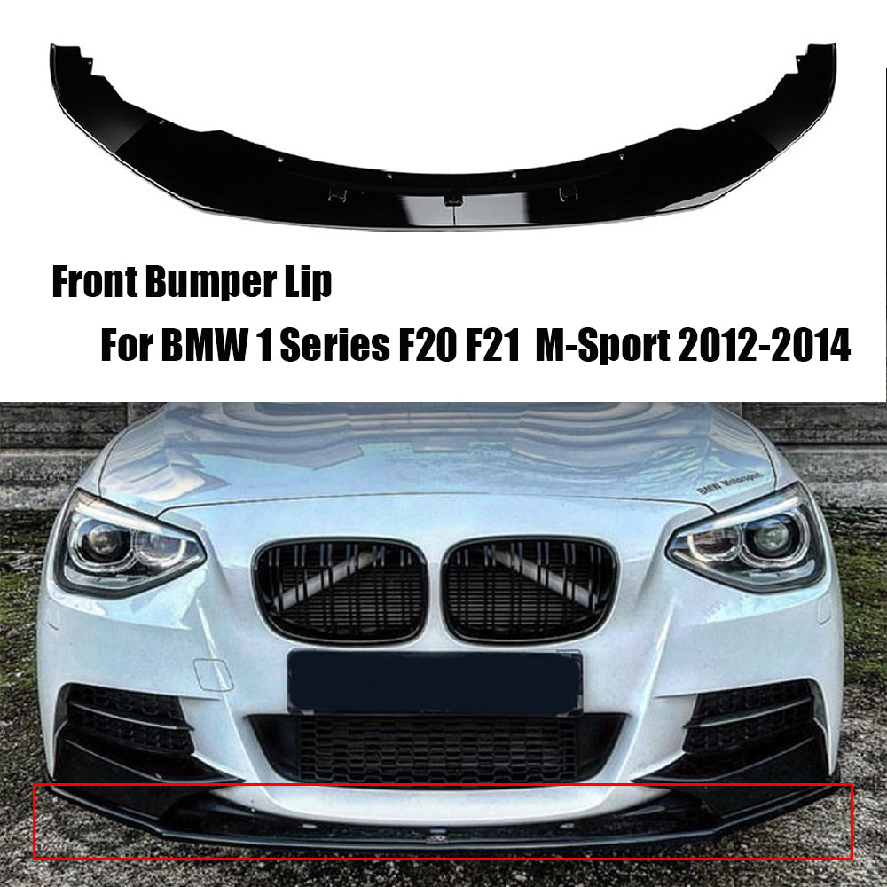 Car Front Bumper Lip Spoiler Splitter Glossy Black for BMW 1 Series F20 F21 Early M-Sport 2012-2014