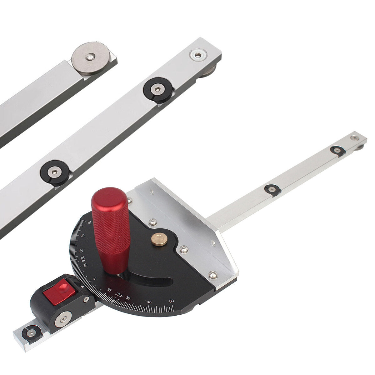 Aluminum & Plastic Table Saw Miter Gauge, Adjustable -60° to +60°, Fits 30mm/45mm T-track, Includes 1 Gauge