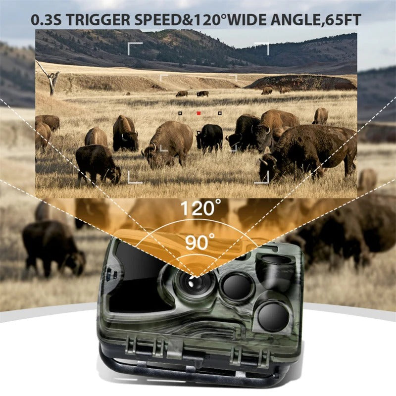 Hunting Camera with 5000Mah Lithium Battery 16MP 64GB Trail Camera IP65 Waterproof 0.3s 940nm Wild Camera Type-C Charging