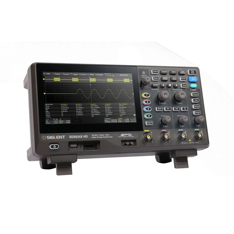 Digital Oscilloscope 4 Channel 200MHz Siglent 7'' Wave Generator 2GSa/s 12 bit High Resolution Lab Oscilloscope Tool